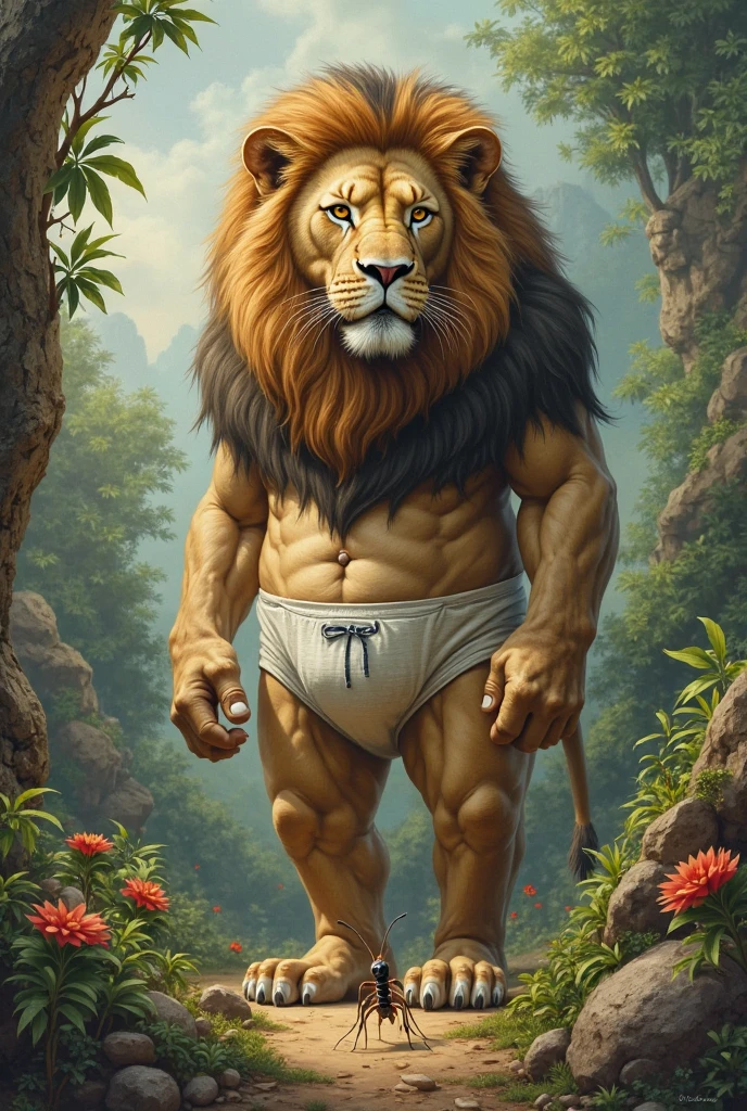 cover page, highres, top quality, best quality, paid reward available, unparalleled masterpiece, perfect artwork, absurdres, High-quality illustrations, bathing in water, beautiful refraction of water, shirt soaked in water, transparent clothing, Rich colors, Dreamy, mystical, erotic, dynamic and intricately defined muscular physique(In the forest where the stream flows, Backlighting)perfect anatomy((angelic cute 1boy))(Furry, Solo focus)(furry anthro:1.7)(((furry body, Facial features of male lion, Features of the male lion body)))(((muzzle of the male lion, very detailed furry body of male lion))))undress(portrait)cinematic lighting, dynamic angle,