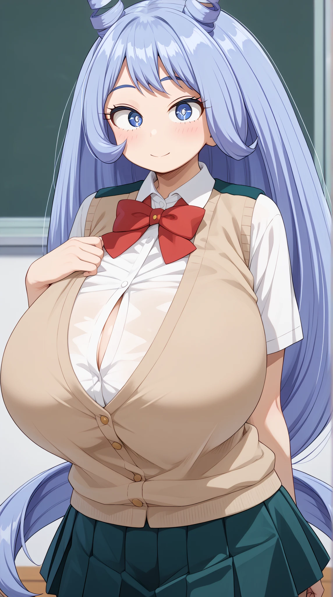 (((pixel perfect, detail perfect))), alone, 1 girl, Kinue Atago, school uniform, looking at the viewer, troubled face,(huge breast),round breast,clothed stripe bra,sweat,wet shirt,(open shirt:1.4),(show off bra:1.4),toned stomach,from above