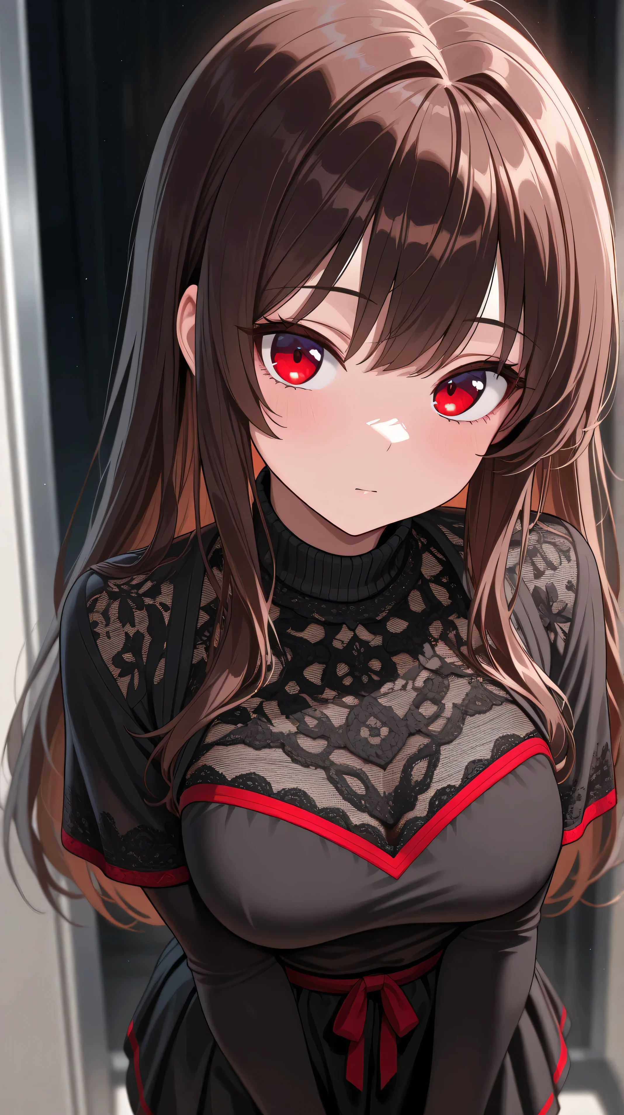 (Photorealistic:1.4)、(asuna,20-year-old:1.5),(masterpiece、lens flare:1.5、spot light:1.2、Exquisite beautiful eye:1.5,portlate),(kind eyes、tareme:1.2),(Demure:1.2)
、Cute Face、 3D Face、(brown hair:1.5)、(wavy hair:1.3),(1 woman)、(Red eyes:1.2)、(cowboy shot)、(dark persona:1.5)、(head tilt) ,(Cute face:1.2),(flat chest),(),kind face,(white red lace frilled gothic lolita),(black background:1.5)、(glowing eyes:1.3)、()、 Neat and clean、Adorable、Slim Body(Tareme:1.5),Shiny Hair、(Glowing pink Skin)、Nijisketch,Manga,beautifuljapanesewoman