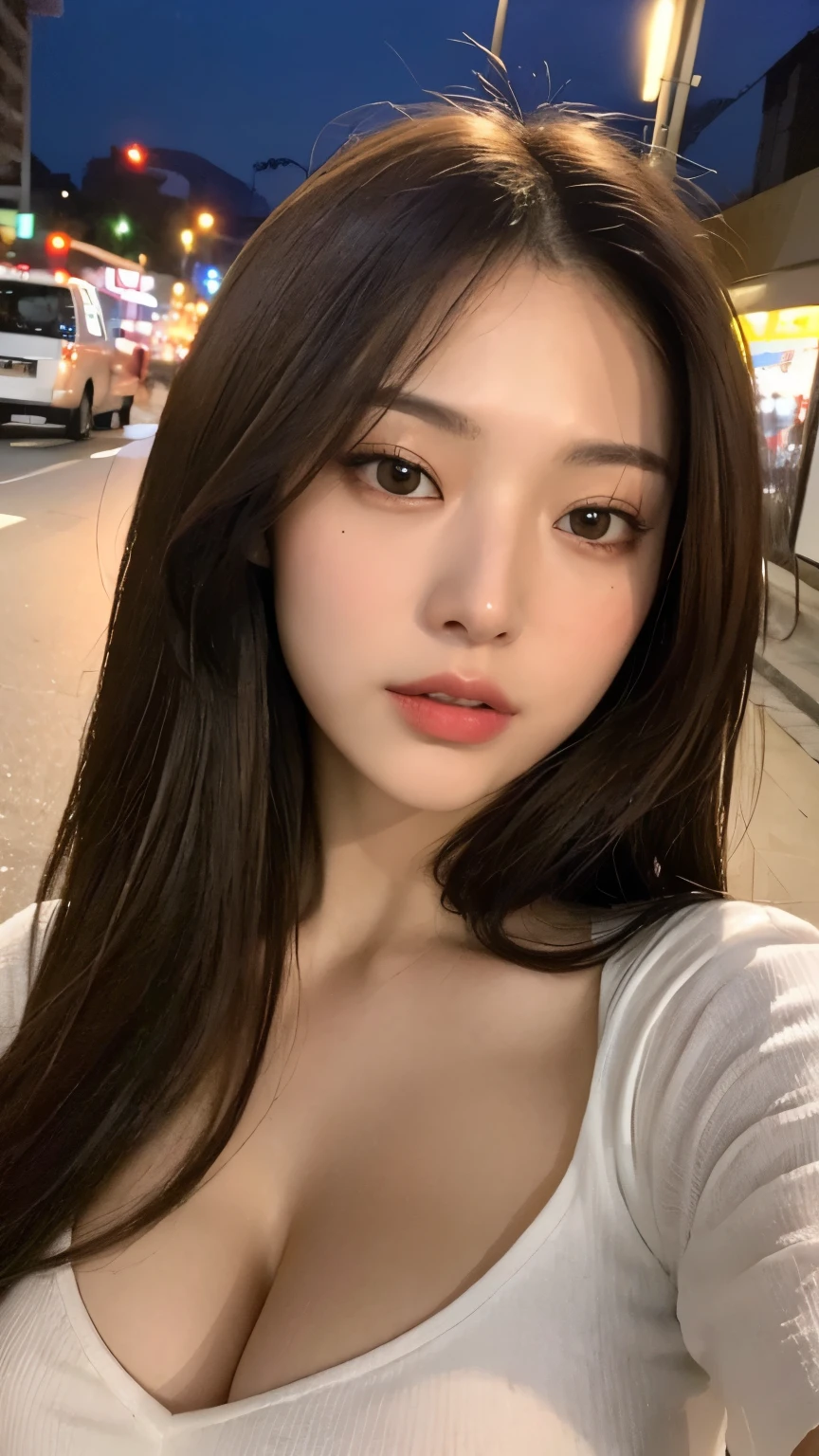 ((Highest quality, 8K, masterpiece :1.3)),Dynamic pose,((Asking for a kiss)),Open your mouth,(((Put your face closer))),Pink blush:1.2,blush:1.2, Red lipstick:1.2,Dark lipstick:1.2,Slim face, Sticking out tongue, Big Breasts:1.3, Highly detailed face, double eyelid,Looking into the camera,((naked)),(Pink nipples),Small areola,(masterpiece: 1.3), (Maximum resolution: 1.4), (Ultra-high resolution: 1.2), Cinematic Light, Ultra-high resolution, (Detailed eyes and skin), (Features of detailed face), 8K resolution, Perfect Style, Beautiful expression、Highly detailed face and skin texture,(pubic hair:1.2),((Detailed vagina)),((Pure white skin:1.3)),Glossy lips:1.2,(Straight Hairstyles、Light brown hair),Height: 175cm,(In hot water),(hot spring),outside,((Sensual look)),From above