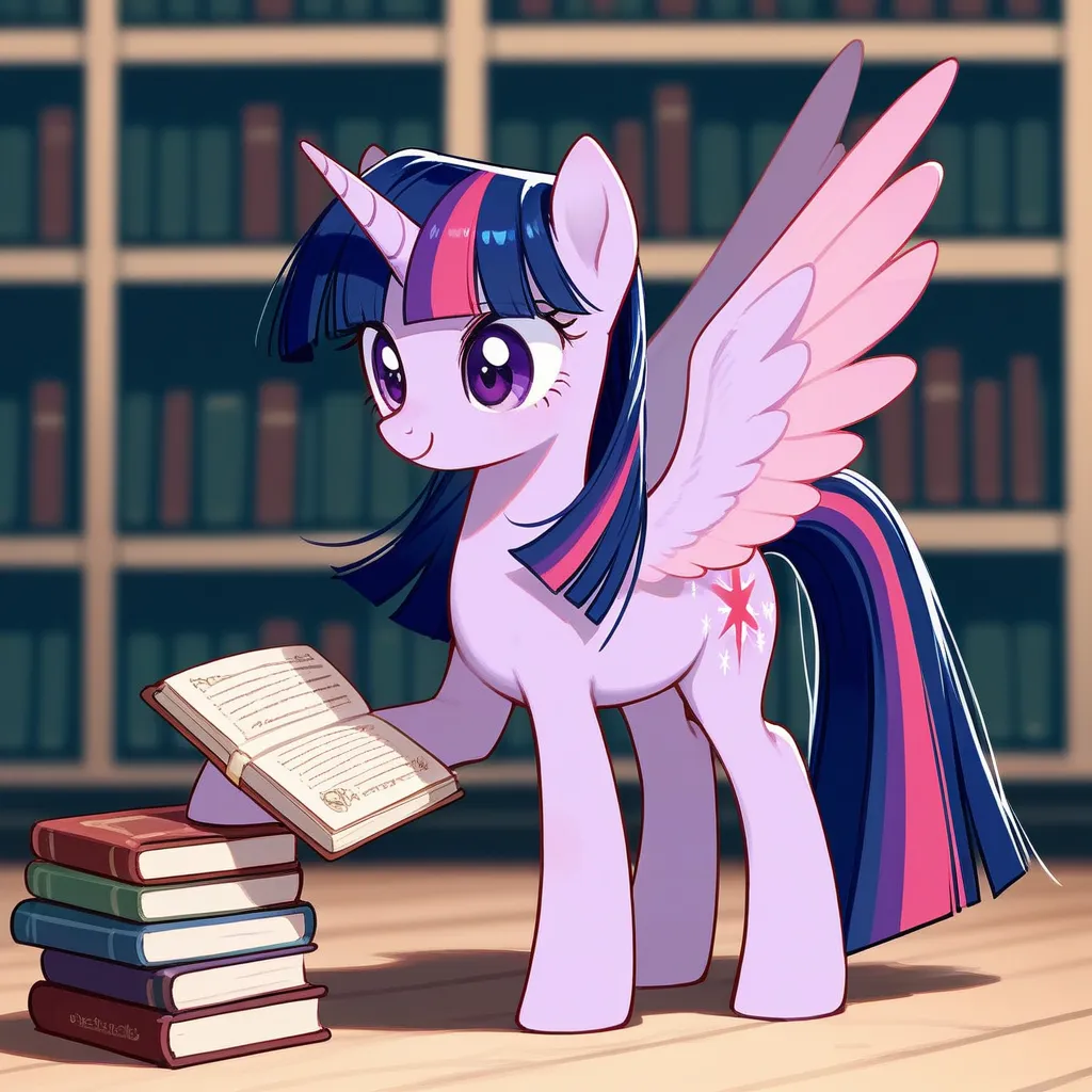 score_9, score_8_up, score_7_up, score_6, score_5_up, score_4_up, rating_safe, full body, ((solo)), young, furry, fluffy, fluffy fur, perfect eyes,
Twilight_Sparkle\(my_little_pony\), pegasus, beautiful back, (((from behind))), amazing back, bipedal, ((standing straight)), ((rear view)), (((looking away))), ((against)),
(((inside wooden library))),
(high detailed face), (high art quality), (high detailed), 4k, (high resolution), (8k resolution), masterpiece, best quality, ((scenery)), detailed background