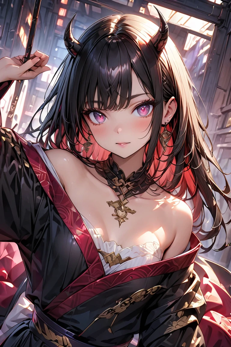 ((highest quality)),(ultra high resolution),(Super detailed),(detailed description),((best CG)),(best work of art),super precision art, great drawing art,(Art with precise details:1.5), (1 young girl:1.5), beautiful and well-shaped face:1.5,(Beautiful skin with precise and detailed depiction:1.6),(Frilly gothic dress ),gorgeous, masterpiece, best quality, high-resolution, finely detailed, extremely detailed and beautiful, distinct-image, 1 girl, 16 year old teenager, solo, soft facial features, symmetrical shaped face. plump cherry red lips, lightly tanned white skin. red and white-colored eyes, F-cup breasts, short height(150cm), plump short stack body type, waist length pink-white hair, small narrow waist, long and slender legs, curvy wide hips, elegant gothic courtyard setting