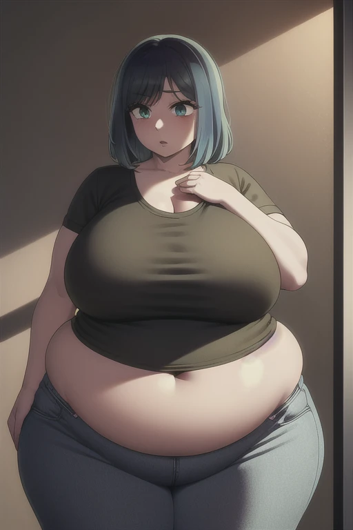 masterpiece, best quality, ultra-detailed, Potrait of beautiful , (chubby) (sexy), (plump), (curvy), (sexy), (nude), ((tomboy)), (anime), (Breasts), (Plump), ((very short hair)), (boyish), (little brat), (naughty), (young), (Short Hair), (pudge face), (cute), (handsome), (nude), (big areola), (Bad body odor), (Elegg), (purple eyes), (belly button), (Sinister), (The eyes are hidden by the bangs)