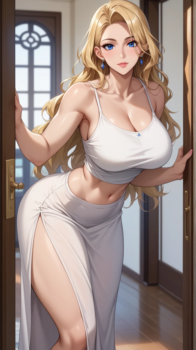 work of art, best qualityer, extremely detail 8k cg, high resolution, 1 girl, Naruko Uzumaki, twintails, whisker marks, hair blonde, blue colored eyes, perfects eyes, body skinny, Breasts huge, fake breasts, evening gown, neckleace, St. Louis, high-heels, plein-air, Garden, night time, beautiful face, full shot photo, whole body