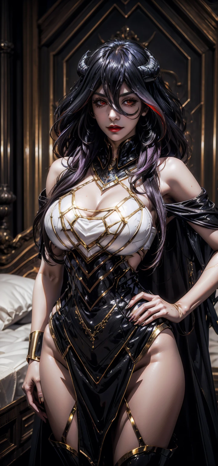 sfw, 4K Ultra HD, Masterpiece, A girl with a magical aura, (good face:1.2), very Long hair, Detailed eyes, Glossy lips, Lolita costume, (black costume:1.5), The aura around the body, Magical effect, Spread white light, Cosmic elements and ethereal atmosphere, A mix of bright lights and colorful nebulae, universe background, Perfect body,、 wearing bra,((skinny waist)), young asian girl, ((big breasted)),