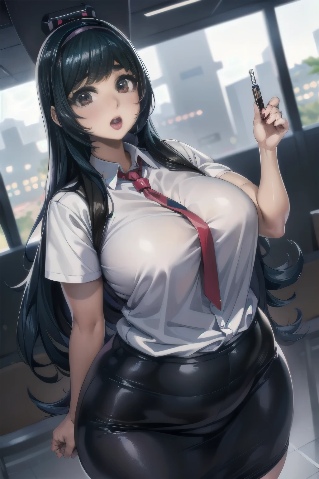 BREAK (masterpiece:1.2), best quality, high resolution, unity 8k wallpaper, (illustration:0.8), (beautiful detailed eyes:1.6), extremely detailed face, perfect lighting, extremely detailed CG, (perfect hands, perfect anatomy),city,street,night,wet road,reflections on road,mist, city lights,teacher,long haired,black hair,ponytail,glasses,hair between eyes, big eyes, blue eyes,white blouse,cleavege,neckline,unbuttoned blouse,open blouse,medium breasts,skirt,brown skirt,long skirt,pencil skirt,fishnet stockings,horny face,open mouth,black choker,upskirt,sitting on bench, spread legs,wide spread legs,camel toe,showing vagina,bend over to camera,from below,nipples see through,no panties,no bra,naked,anus,asshole.showing breasts,naked tits.