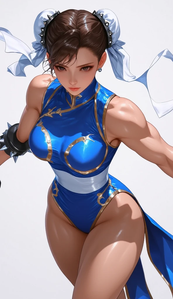 uma mulher sexy, Roupa Chun-Li, Jogo de Street Fighter, braid hair, cara bonita, Pose de luta
