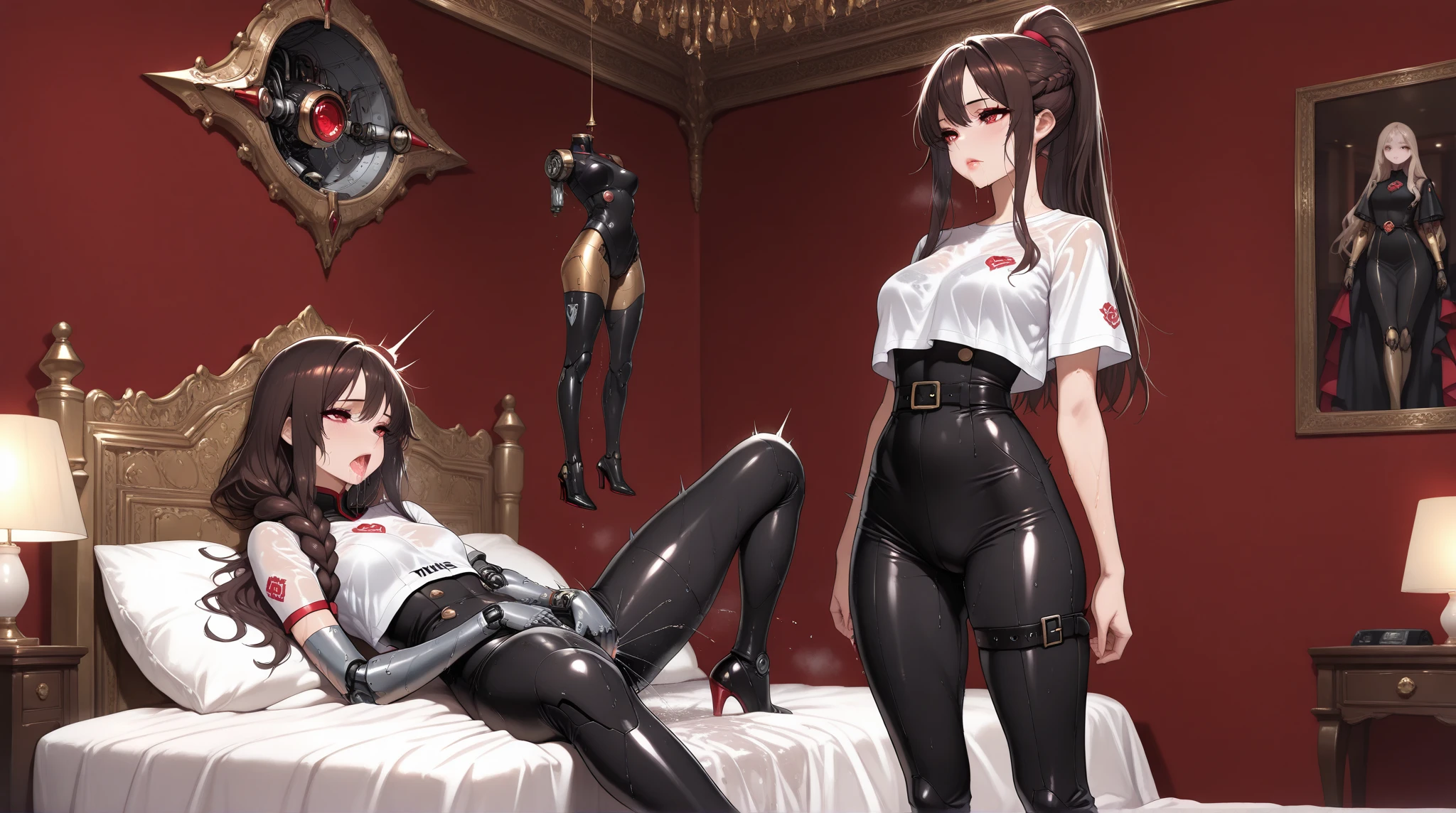 comic storyboard,realistic,3d,Unreal Engine 5,skin texture,anatomically correct,1beautiful girl, long hair,smile,barefoot,lace top,sexy, shiny leggings, thin gap,camel toe,high heels,cleavage,crossed legs,large breasts,leg tattoo,long hair,smile,toenails,) standing,trample,cuts,defloration,indoor,couple,femdom,hetero,saliva , mucus,femdom,blood on clothes,blood on hands,blood splatter,open mouth,kneeling man,sit,trembling man,dead man,sit,bruise man,lying man,man cum,bleeding man,(masterpiece, best quality:1.2)