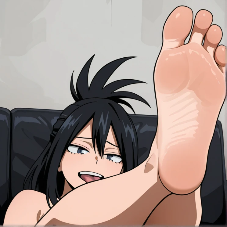 Rukia (Bleach),score_9,score_8_above,score_7_above,1 girl,???,feet sunes,barefoot,suno,broad,toes,foot focus,Pleasure face,pleasured eyes,Wide open mouth,foreign language,session,sweat,chapped lips,tenure,Torn clothes,exterior,sky,Hits,day,blush,sun,tits,ass,buttocks,vagina,much saliva,cum in feet,