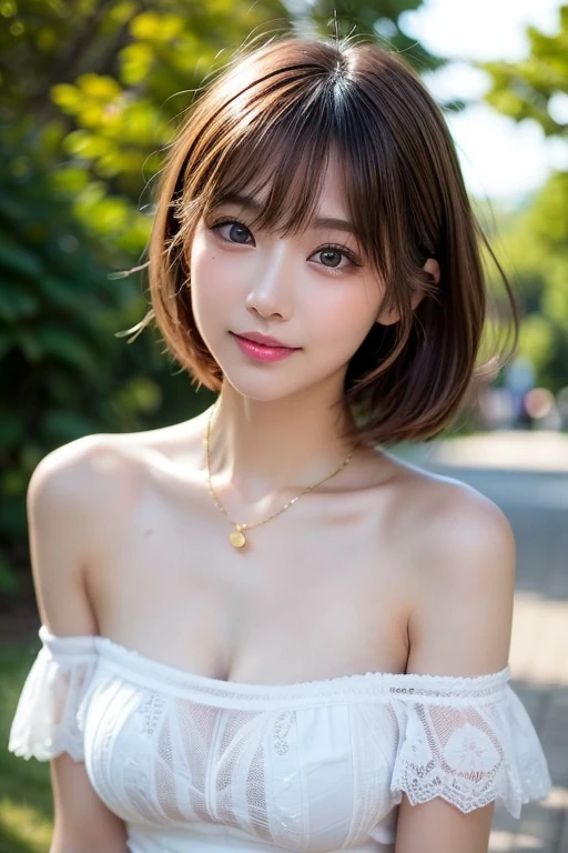 ((software: 1.4)), ((software, Bandeau bikini, Beach,   Super Short Hair, side lock hair, smile, 1 girl)), Ultra-high resolution, (Genuine: 1.4), RAW Photos, Highest quality, (photoGenuineistic), concentrated ,Soft Light,((Age 25)),((Japanese)),,(surface),(Depth of written boundary),masterpiece,(PhotoGenuine),woman,bangs,( (1 girl)((Large Breasts))