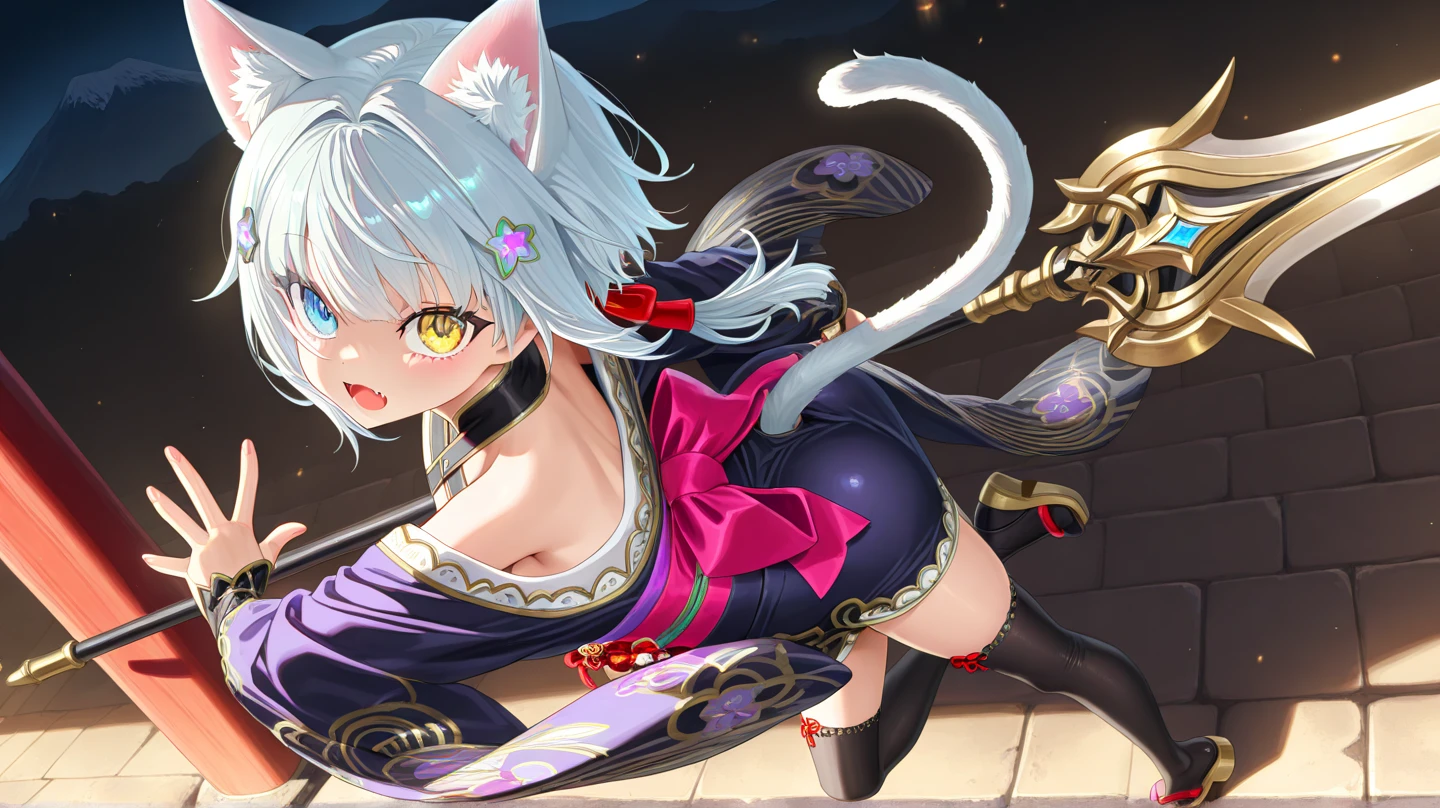 1girl, wearing a dress with cat ears and a cat tail, ink splash art anime lolita, anime monster girl, demonic anime girl, cute anime girl in a beautiful dress, detailed art, ayanami from genshin impact, detailed art in onmyoji style, anime moe art style, dark demon dancer, fashionable dark witch, anime girl in a black dress, (best quality, 4k, 8k, highres, masterpiece:1.2), ultra-detailed, (realistic, photorealistic, photo-realistic:1.37), vibrant colors, intricate details, dramatic lighting, mystical atmosphere, ethereal, whimsical, elegan