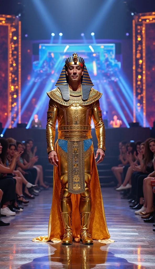 cinematic photo a man, ((full body)), with a mask in a superhero suit and cape, in a 80s egypt pyramids background<lora:Ozymandias1024-000450:0.8> . 35mm photograph, film, bokeh, professional, 4k, highly detailed