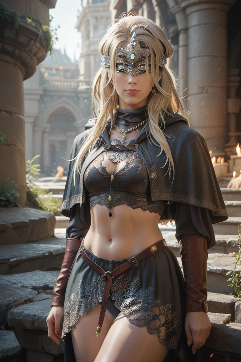 1 female, Mr..々Hairstyle,, big ,Large Breasts,Plump,Sunburn,Huge white round breasts,
The Rune Maiden is a mysterious mage who uses runes, ancient magical characters, and her costume is decorated with the power of runes.,The costume is a tight-fitting bodysuit and a robe with bold cuts around the chest and waist, with runes embroidered on the surface of the costume that reflect light, and armor and gauntlets with rune emblems on the arms, legs and back.,These runes are meant to enhance magical powers and increase her powers.,Around her neck she wears an amulet or pendant engraved with runes, and earrings in the shape of runes dangle from her ears.,Around her waist she wears a belt with runes on it, from which hangs a small pouch containing magical items and stones.,In her hands she holds a wand and a dagger imbued with the power of runes, and sometimes the glowing power of the runes spreads around her.,Rune Maidens often stand in poses that capture the moment they cast their spell.,One hand is raised to the sky and the other is touching the runes on his chest, as if he is concentrating to activate a spell.,Her eyes are filled with determination as the runes around her appear to float in the air and spin around her.,In the background are ancient stone monuments and ruins, which represent the mysterious and powerful power of the Rune Maiden.,
