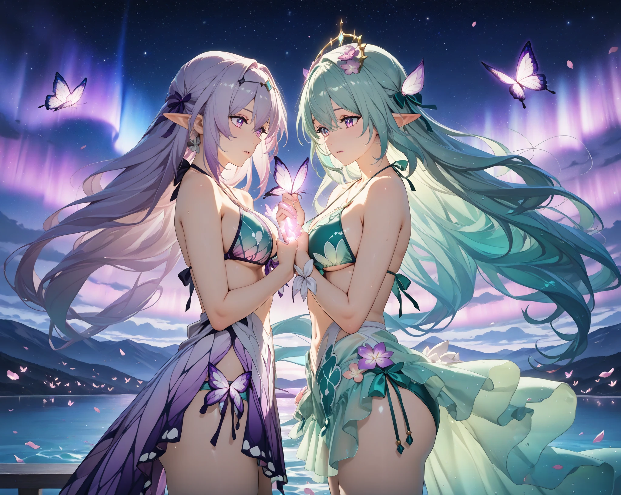Fusion of water and sky personification femele hposing Gravure Idol Beautuful Women twinsies 20Halve a generation Mystical Fictional creatures chimera Flying in the sky Dynamism Holding a wand Clean5This refers to with a sleek5This refers to beautiful feathers grow from the back,
beautiful wings and supple tail,,,,,,
Starshine
Crystal Crown
Wizard of Water and Sky
Symbol of peace and harmony
Noble figure
Mysterious glow
The power and protection of nature
High-dimensional beauty