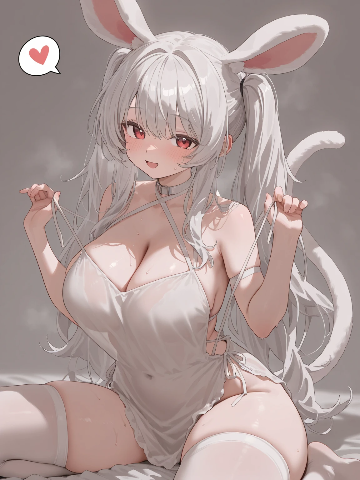 (naked: 1.4), (wet transparent lingerie:1.3), (flushed face:1.4), (heart-shaped pupil:1.5), (sweaty:1.5), smiling, tongue out, ((g-cup)), (full body shot)), bedroom background, tongue out, solo, focus on face , panties , wide hips, anime girl with long white hair and rabbit ears , girl rabbit ears, solo , seductive anime girl, Very beautiful anime rabbit girl, cute anime rabbit, cute anime rabbit, white haired deity, cute anime rabbit, perfect anatomy, tanned skin, big breasts, big thigh, slim body. , Rabbit humanoid,white hair, skin tan ,1girl, hairlong , HDR, Volumetric Lighting, octane rendering, 8k, ultra high definition, female hourglass body, sweaty, sexy positions, different types of sexy dresses, big breasts, big hips, self , Big thighs, from below, Big breast, big ass, thicc, perfect fingers, pefeiro body, perfect legs, perfect arms.