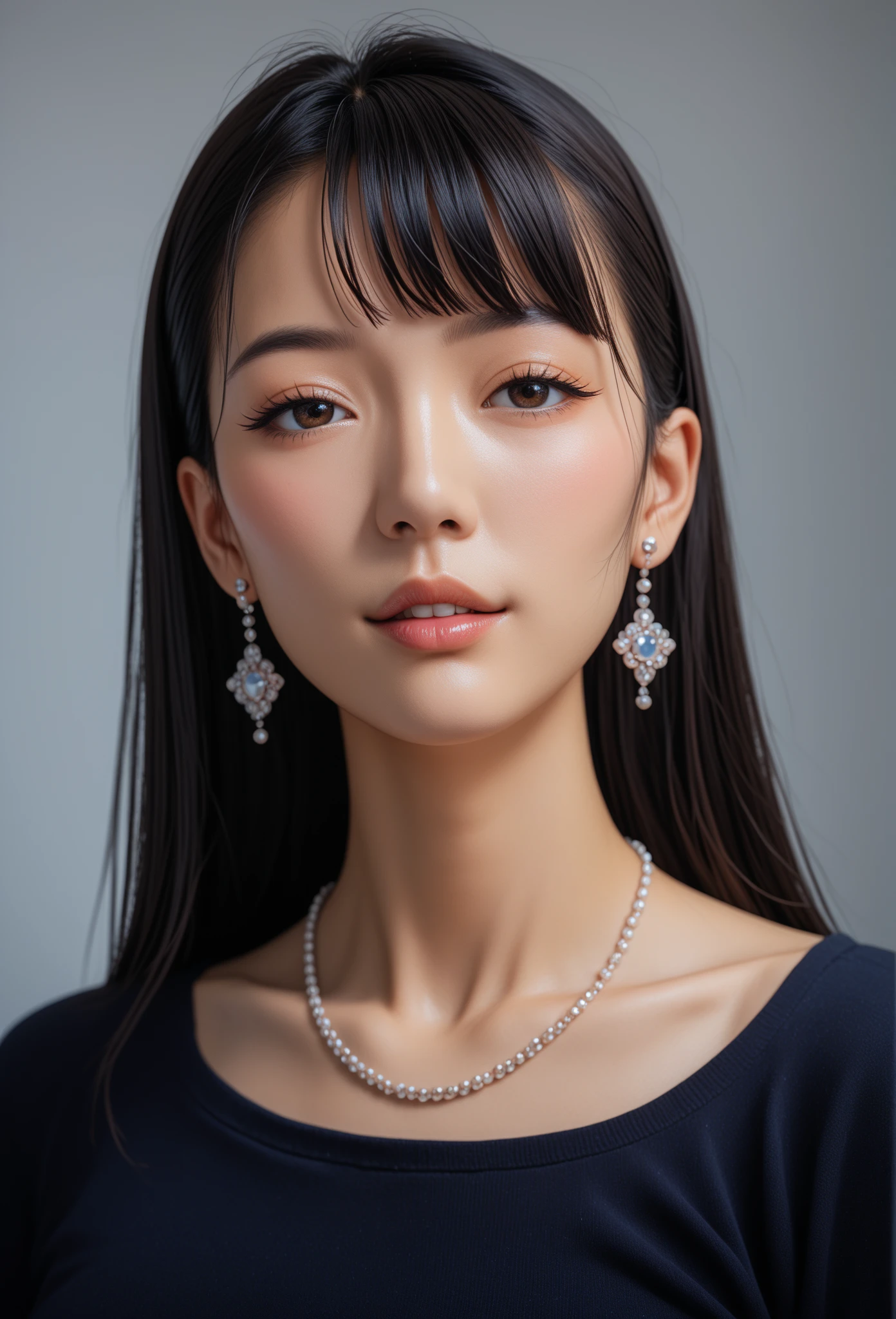 Mulher, Asian, jovem, de cabelo castanho, na praia, seios grandes, corpo inteiro, totalmente nua