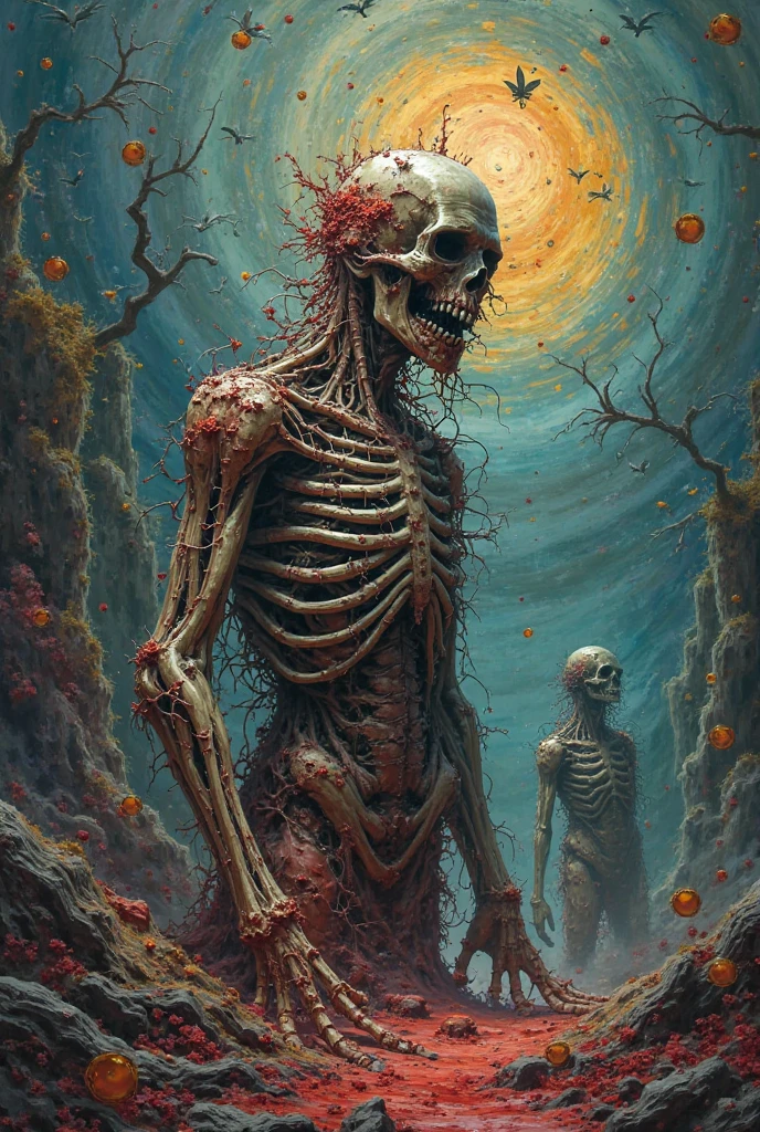 A zombie entangled in ivy in the cemetery, an extremely delicate and beautiful ((Paul-Cezanne style)), ((perfect full body detail)), magic naive art, primitivism, protogen, crimson
, ((best quality, Masterpiece)), ((Highest detail)), RAW:1,1, 8k
