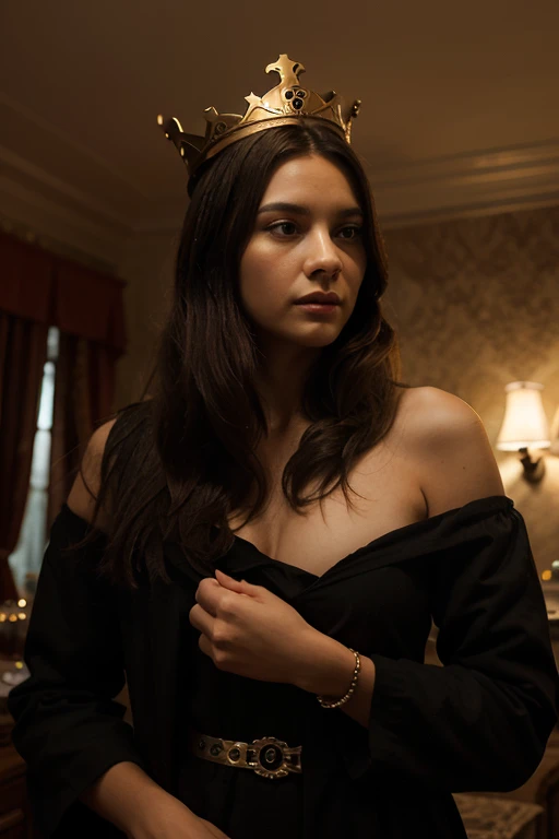 est une jeune femme d'une beauté saisissante et d'une allure captivante. Ses cheveux noirs, longs et épais, tombent en boucles élégantes autour de son visage ou sont souvent rassemblés en une queue de cheval haute et soignée. Ses yeux foncés, profonds et perçants, dégagent une intensité qui capte immédiatement l'attention. Elle est grande, avec une silhouette mince et athlétique, témoignant de sa formation rigoureuse en tant que Chasseuse d'Ombres.