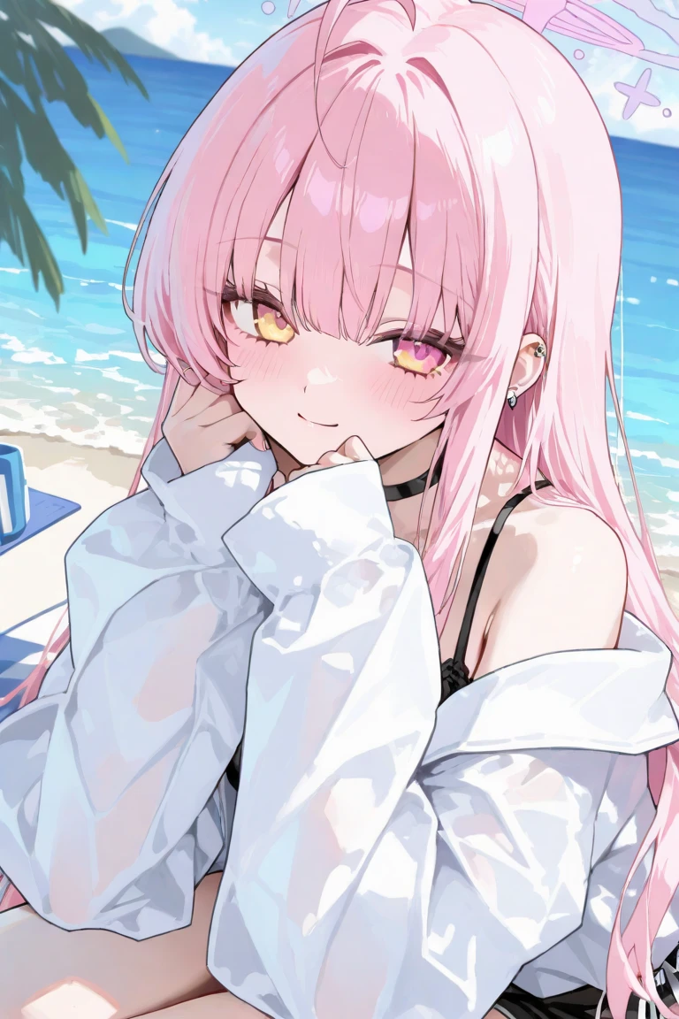 (masterpiece,highest quality, detailed), One girl, alone, Lying on the beach,Point your ass to the camera,Ocean, Fireworks at night, whole body,bikini, Black hoodie,Sweat, Ahegao, Roll your eyes, blush, naked、Pink Hair,Messy wavy long hair,open chest white shirt、Black underwear,A tight-fitting shirt、Big Breasts