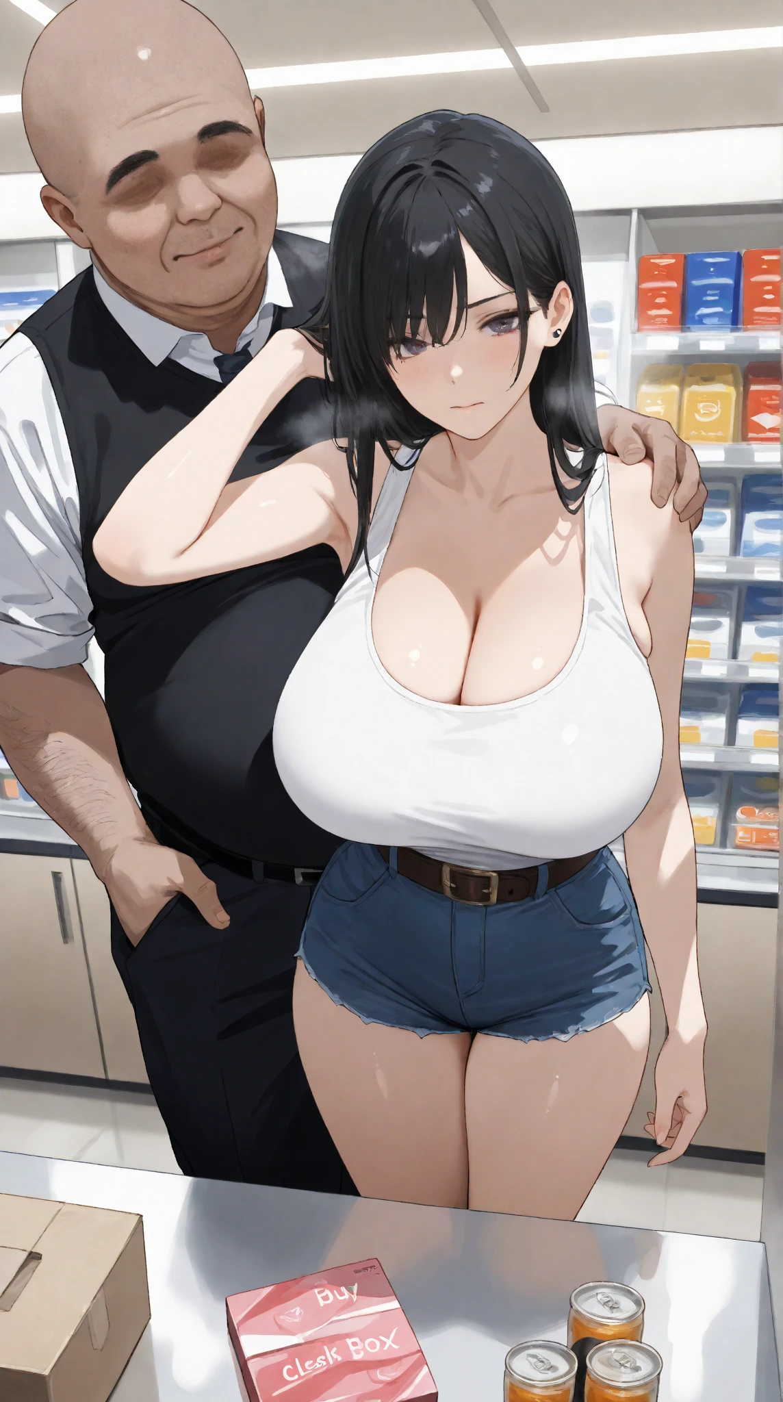 SeaArt Bot Txt2Img Default 00:13:34 (1 old fat black man), (1 asian mature woman), (duet), A asian mature woman seduces a old fat blackman,(strong and naked black man,short pants,muscle body,bodybuilder)(background:office,),(a young asian mature woman with big breasts,narrow waist,bare shoulders,bare stomach,bare thick legs,(2 piece bikini,tiny bra,Nipple Covers,thong, floral print, naked), asian 40 year old milfs and th1 old fat black man r, best quality:1.4), (Ultra-high resolution:1.2), (8K, RAW photos:1.2), Laurena Lexis, (1 asian mature and tall woman,and a blackman), woman showing off their curves, bend down, Wearing sexy clothes and shorts, and black man, Clear eyes, A mature asian woman and the black man in office, ((French Kiss))
