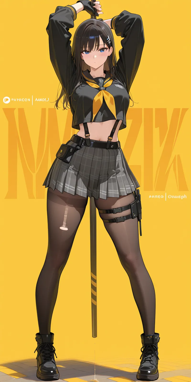 Female senator from Star Wars. Politcian. Coruscant background. Young, fit. Blonde longer hair. Green eyes. Wearing tight clothing. Visible stockings. High heel boots. Clothing is high class. Visible cameltoe