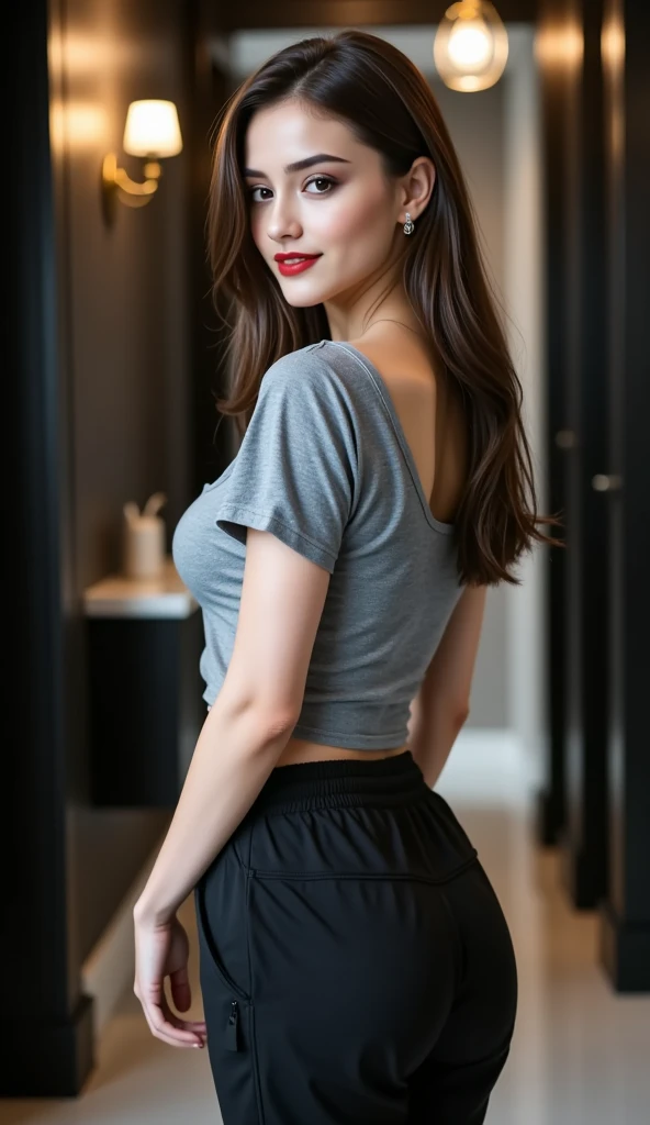 The Chinese woman in the photo is wearing a fashionable white sleeveless top and skirt. Her long hair is smooth and straight, and she has a full body photo off the shoulder. She stands in front of a pure white background with the capital letter "happy" on the back, with a simple and modern design. Her attire showcases the simple beauty of modern urban women, as well as the elegant figure highlighted through the cutting of clothing. The woman's facial features are delicate, her skin is fair, and her eyes exude a unique confidence and depth, as if she can penetrate the viewer's soul. Her eyes are bright and lively, and her long eyelashes and carefully crafted makeup highlight her eye expressions, making it unforgettable at a glance. Her lip color is vivid, adding a touch of vitality to the entire image. From her confident posture, the woman smiled as if she had full self-awareness of her charm. Her shoulders have smooth lines, and the gentle side of her head and neck exudes an elegant beauty. The entire design, whether it is the choice of hairstyle or the combination of accessories, reveals her attention to details, reflecting her taste and pursuit of beaut
