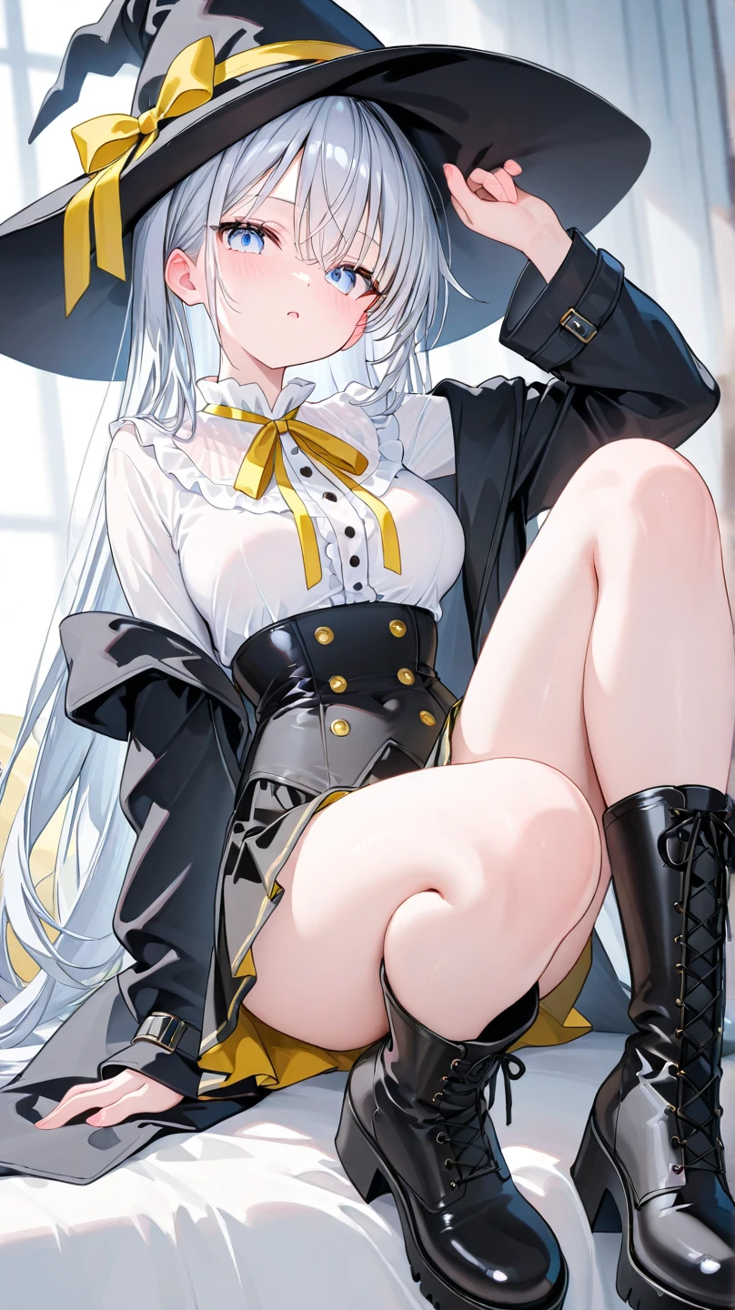 nsfw,tucking up the skirt,tiny girl,Perfect body,Perfect hands,Colossal tits,Lori,silber hair,Twin-tailed,Whip thighs,Enchanted thighs,Stockings,Curvaceous,evil smile,Naughty costumes,Naughty face,hair adornments,White background,simple background,Top image quality,Best Quality