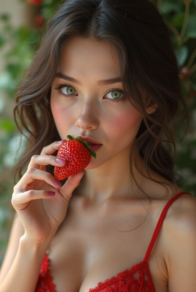 ((best qulaity, 8K, Meisterwerk: 1.3)), scharfer Fokus: 1.2, ((Sadie Sink sitzt in einer Badewanne voller Erdbeeren: 1.4)), Schlanker Bauch: 1.2, (small and beautiful hard nipple) , ((Body and face full of strawberries: 1.1)), Hochdetaillierte Gesichts- und Hautstruktur, Spaltung,