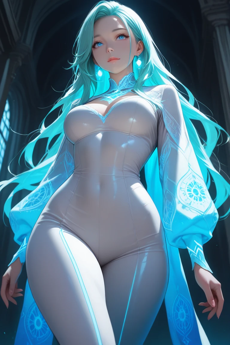 Blue Hair Surrealism, Character table, Reference Table, Standing painting, 8k, Super Detail, 1080P, Women HD, 4K, 8k, 16k, high resolution, best quality, high quality, Anatomically correct, masterpiece, precise, Ultra HD,grace,Unreal Engine,Delicate face,Long braids,slim,Long legs,miniskirt