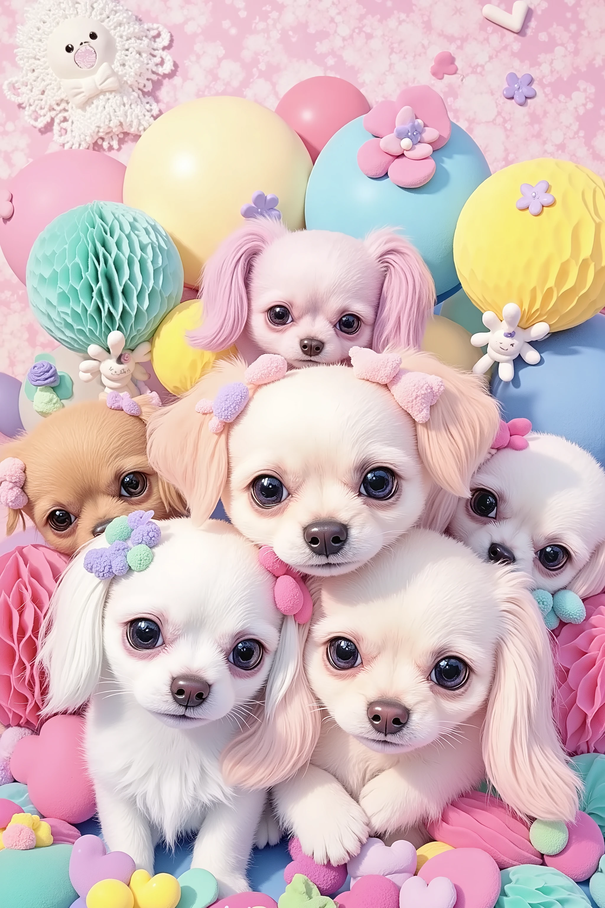 cute dogs,decora,dry brush painting