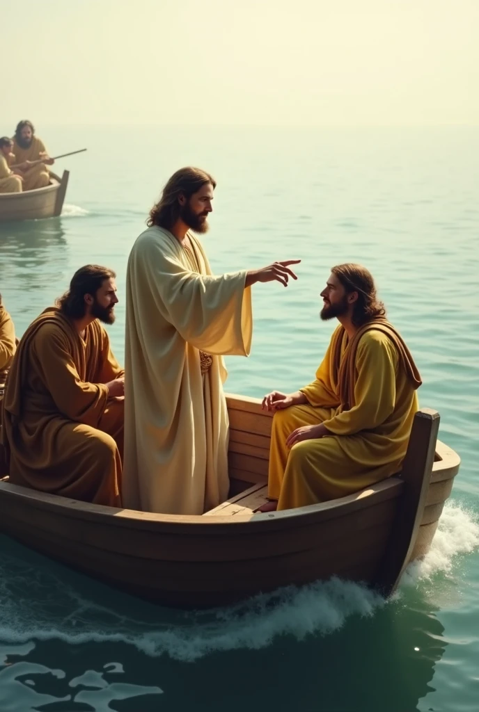 in the nighttime, no barco, frightened disciples seeing Jesus walking on water, cena de filme, Biblical Fact, tema escuro.