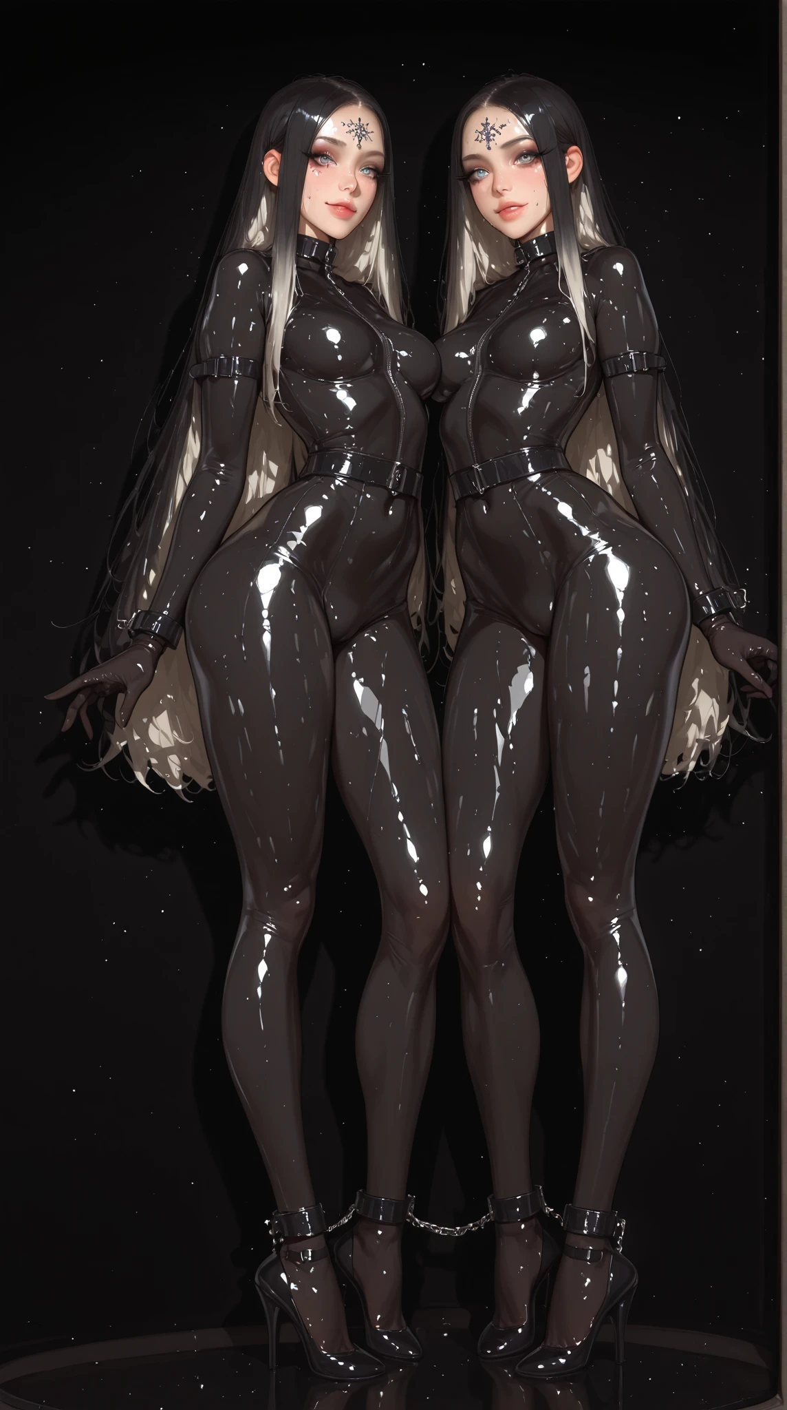 ((best quality)), ((highly detailed)), masterpiece, absurdres, (detailed eyes, deep eyes), (1girl), different views, full body, ((wide shot)), cape, bodysuit, albino, white hair, short hair, red eyes, eyelashes, very pale skin, skinny, (small, breast, long legs), (indoors, in an arcade)