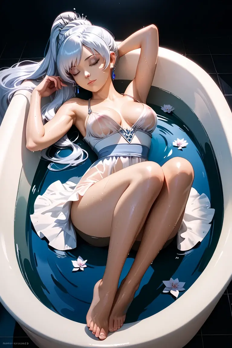 Transparent white clothes,baby pink hair,Two-dimensional beauty,Sexual seduction,Clothes are soaked,legs are open