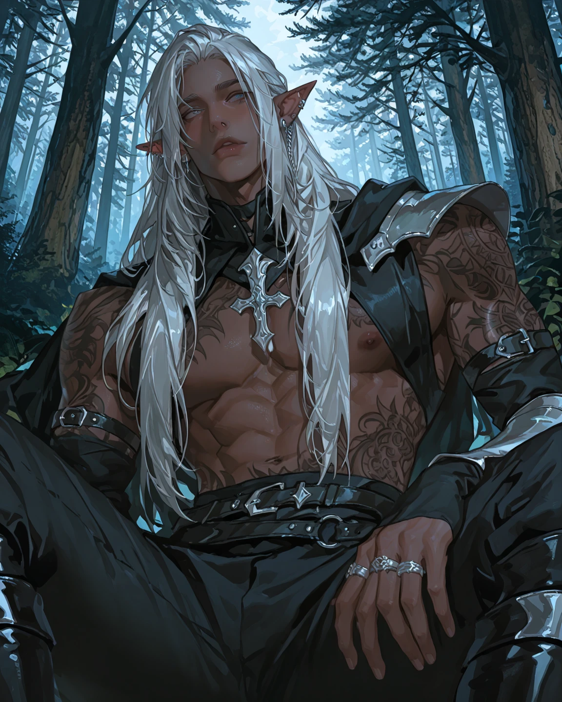 ultra-detailed, masterpiece, masterwork, high quality, best quality, hdr, (nature, night), posted on e621, (by f-r95), nsfw, male, solo, (white little body minotaur), dragon, (long silver hair, yellow eyes, white chubby body, roar), stylish pose, dynamic angle, (micropenis, foreskin, childpenis, perfect balls)