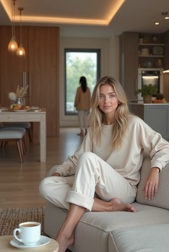 A 30 year old blonde MILF woman with (((Huge breasts ))) photographed from the side, Elle se détend dans la cuisine sans s'en rendre compte, (Elle ne regarde pas la caméra), Brown eyes, (long blonde hair), realistic and Detailed face, lovely woman, Detailed face, head of'artwork, Style NSFW, Magnificent 8k ultra detailed and realistic model, hourglass body, Wear SMART pants and a SMART shirt, sexly, Photorealistic. Sony Alpha 77
Info