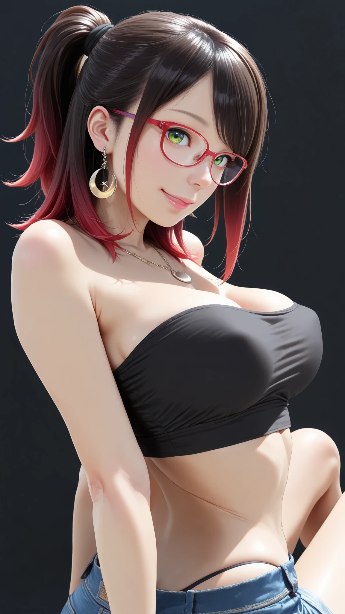 Chinese Idol Red China Long Dress Purple hair eye glass Lying on a desk in a classroom ((A MILF)) bbw full of sweat Skin shiny with sweat