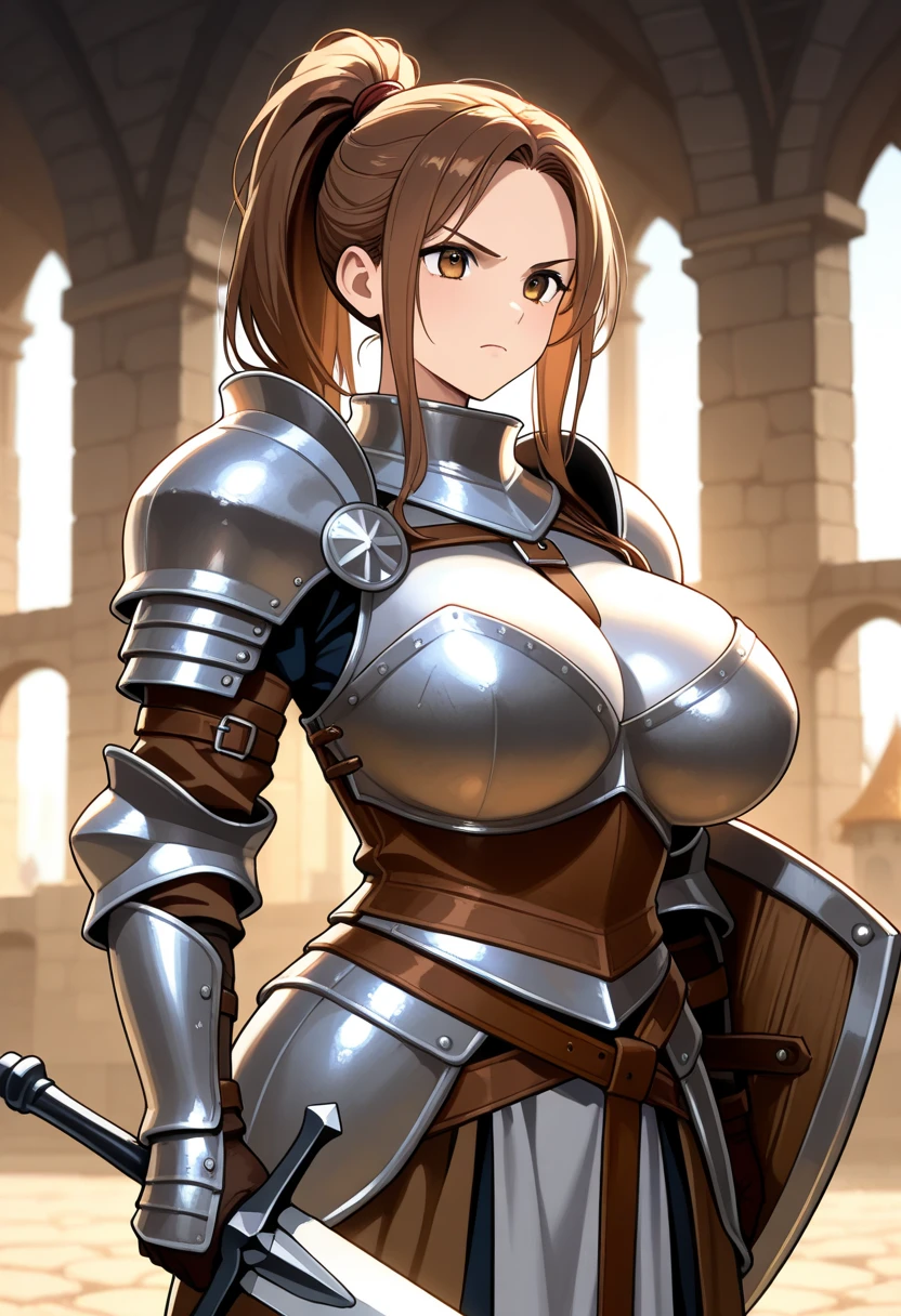 Indoors,in the jail,
Standing at attention,
(helmet:1.3),(armor),(breastplate),(skirt_armor),(silver_BRA),a helmet on her head,armored_boots,
<lora:more_details:0.1>,<lora:Claudia_Levantine_Kuroinu-KK77-V3:0.7>,<lora:Mariana_Luciano_NON_VIRGIN-KK77-V1:0.3>,
(Blue_eyes),(brown_hair),(short_hair), (hair_Bun),(Bangs),
1 girl, 20yo,Young female,Beautiful Finger,Beautiful long legs,Beautiful body,Beautiful Nose,Beautiful character design, perfect eyes, perfect face,expressive eyes,
looking at viewer, in the center of the image,(Upper_body),(Focus on her face),
official art,extremely detailed CG unity 8k wallpaper, perfect lighting,Colorful, Bright_Front_face_Lighting,shiny skin,
(masterpiece:1.0),(best_quality:1.0), ultra high res,4K,ultra-detailed,
photography, 8K, HDR, highres, absurdres:1.2, Kodak portra 400, film grain, blurry background, bokeh:1.2, lens flare, (vibrant_color:1.2)
(Beautiful,large_Breasts:1.4), (beautiful_face:1.5),(narrow_waist),
