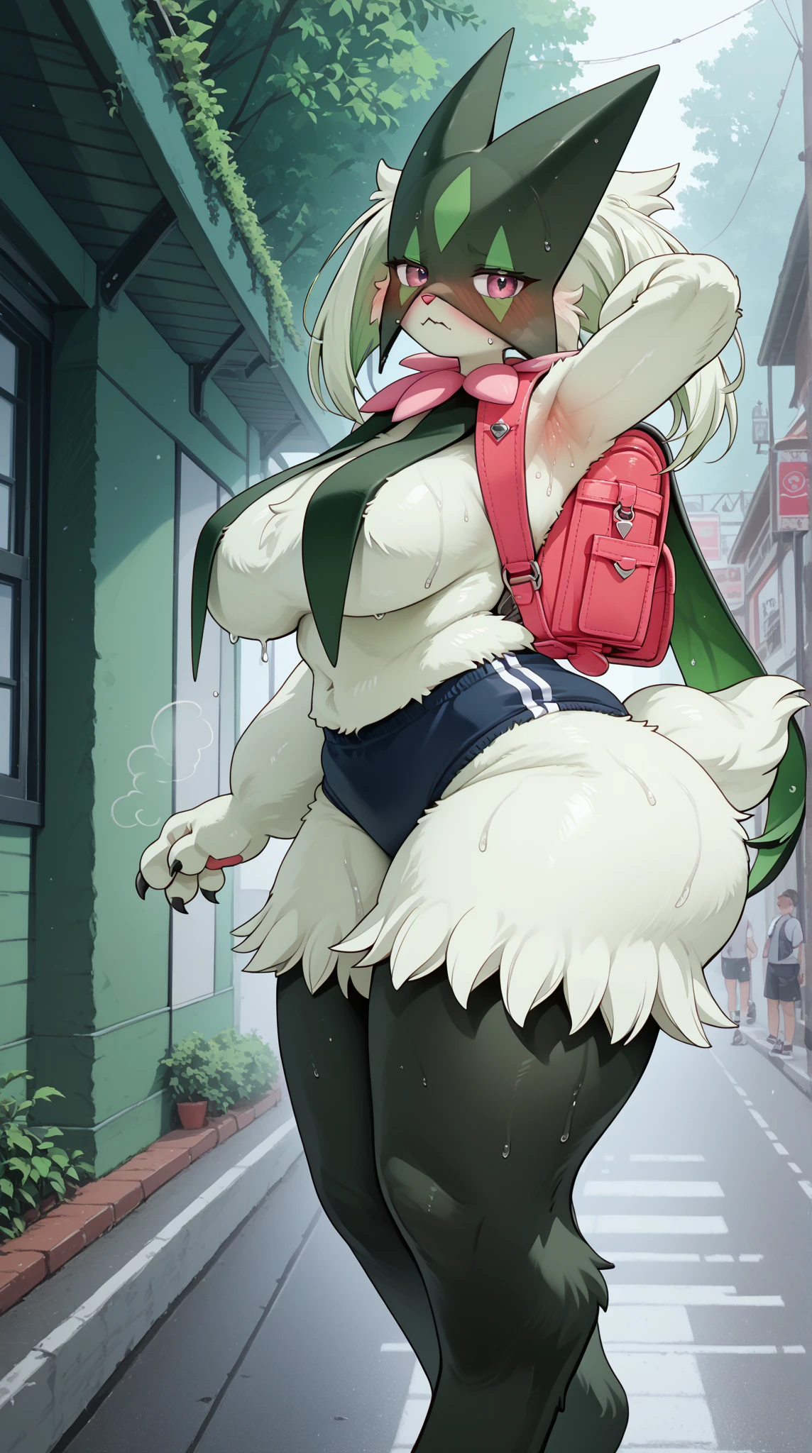   , Croped, , cleavage, slim waist, cropped hoodie underboob, cropped hoodieunderboobhoodie, 1girl, 2 wolf ears, wolf tail, marijuana crop hoodie, crop shorts, marijuana hoodie, spiky hair, spiky fur, green hair, red eyes,marijuana field scenery, tight clothes, perfect eyes, perfect hands, clear resolution, full body, cleavage skin, marijuana plants, open hoodie, marijuana scenery, black thigh high socks, full body, earrings, 1girl, skirt,  cleavage, slim waist, cleavage, slim waist, hair pulled back, 