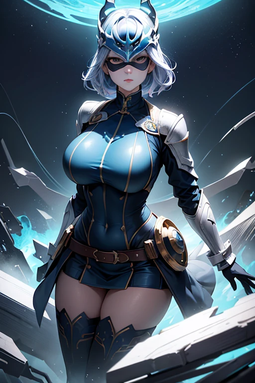 16k,The beautiful, On a table, Best quality at best, The facial details are particularly rich, perfect litthing,1 girl in、long coat of black color.Short hair details、holding an axe、Abandoned hospitals、、With stains of blood、terrified face、staring at this、There are blood stains on his clothes、dark horror、tightsuit, skin tight, latex,White jumpsuit,White jumpsuit, shinning clothes, Shiny, Cover the navel, steamy,tmasterpiece, Best quality, 1 Sister, Forina, genshin impact, White hair, Blue hair, Cute and big, tear pupil, sad, Critical hit rate, Under water, airbubble, bigger, falling into oblivion，White latex coat, abandoned city lock,hair covering one eye,((Gradient hair)), A thin body，Beautiful blood red eyeshadow，Wearing long white gloves:1.a purple eye:1 white hair, Blue hair:1.3， Ultra-detailed eyes