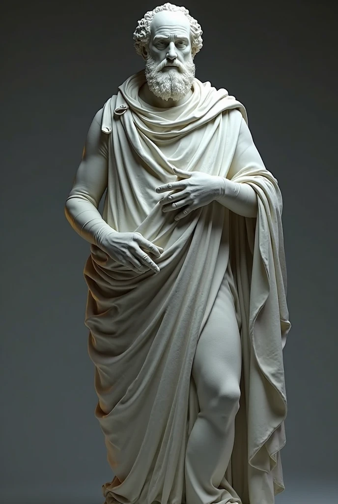 stoicism, motivation, stoic marble statue thinking, setting, robe, long beard, aged, full body, hyper-realistic, 8k, incredible, beautiful, frightening,
