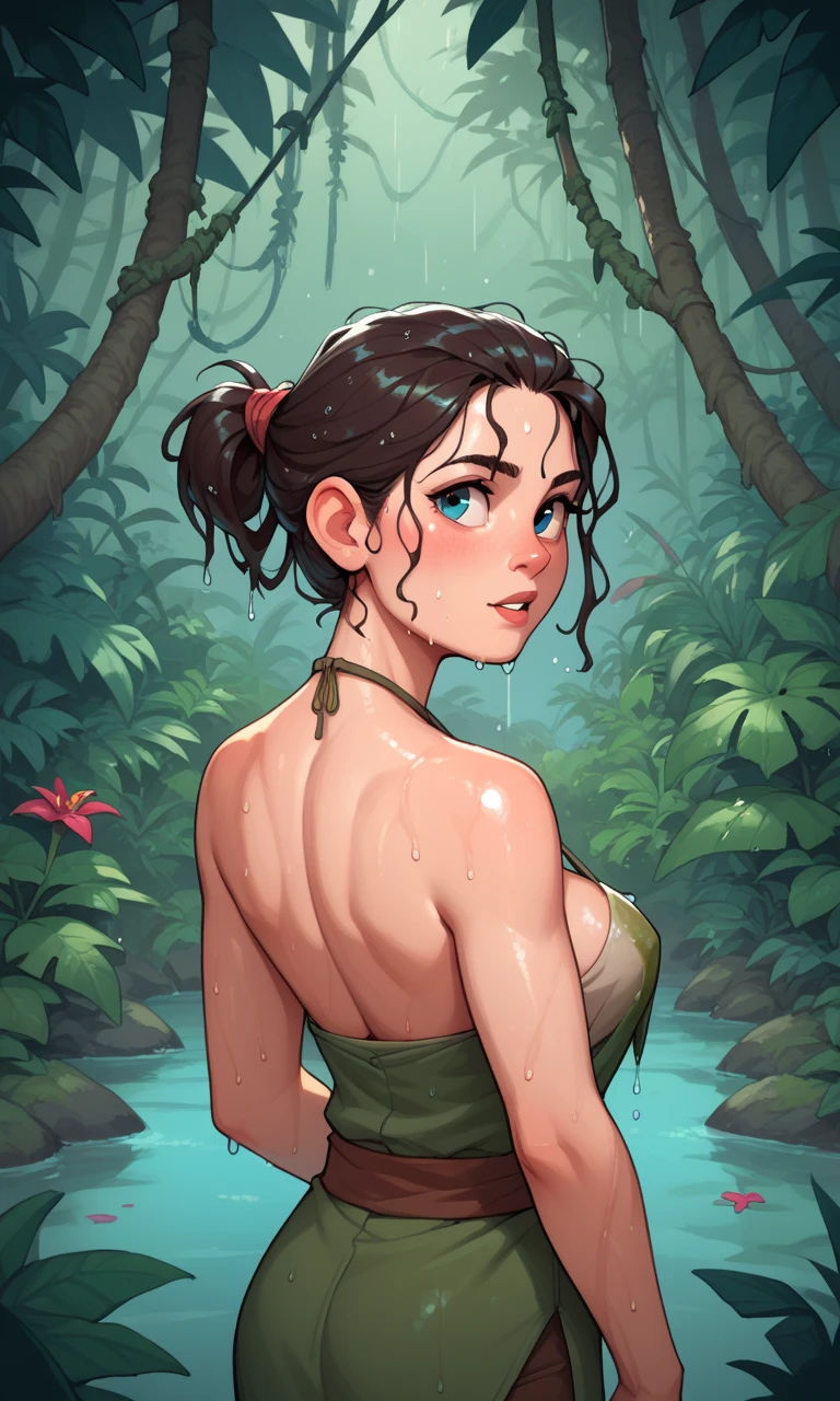 face expression smirk,smirkinggreen eyes shadowheart ,oiled skin,solo, masterpiece, best quality, shadowheart, black hair, braided ponytail, green eyes, big tits, vagina ,circlet,full body , full shot , unhappy, sketch, looking at viewer, forest background, posing , sexy pose, blushing, oily skin, sexy, big tits, sexy pose,abs,muscular,forest , glowing eyes , forest background , (sexy posed)
