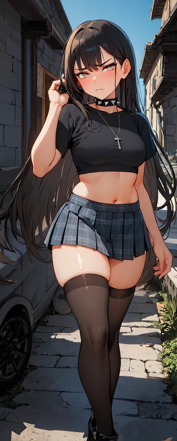 ((1 Girl))Happy,Outdoor、In front of the station、blush、From below、from the front((Multiple Views))Best image quality,High brightness,Lace panties,Garter Straps、garter belt、Panty stocking、mini skirt,Official Anime,Spy Family,Your counterfeiter、hair band、Knee-high boots