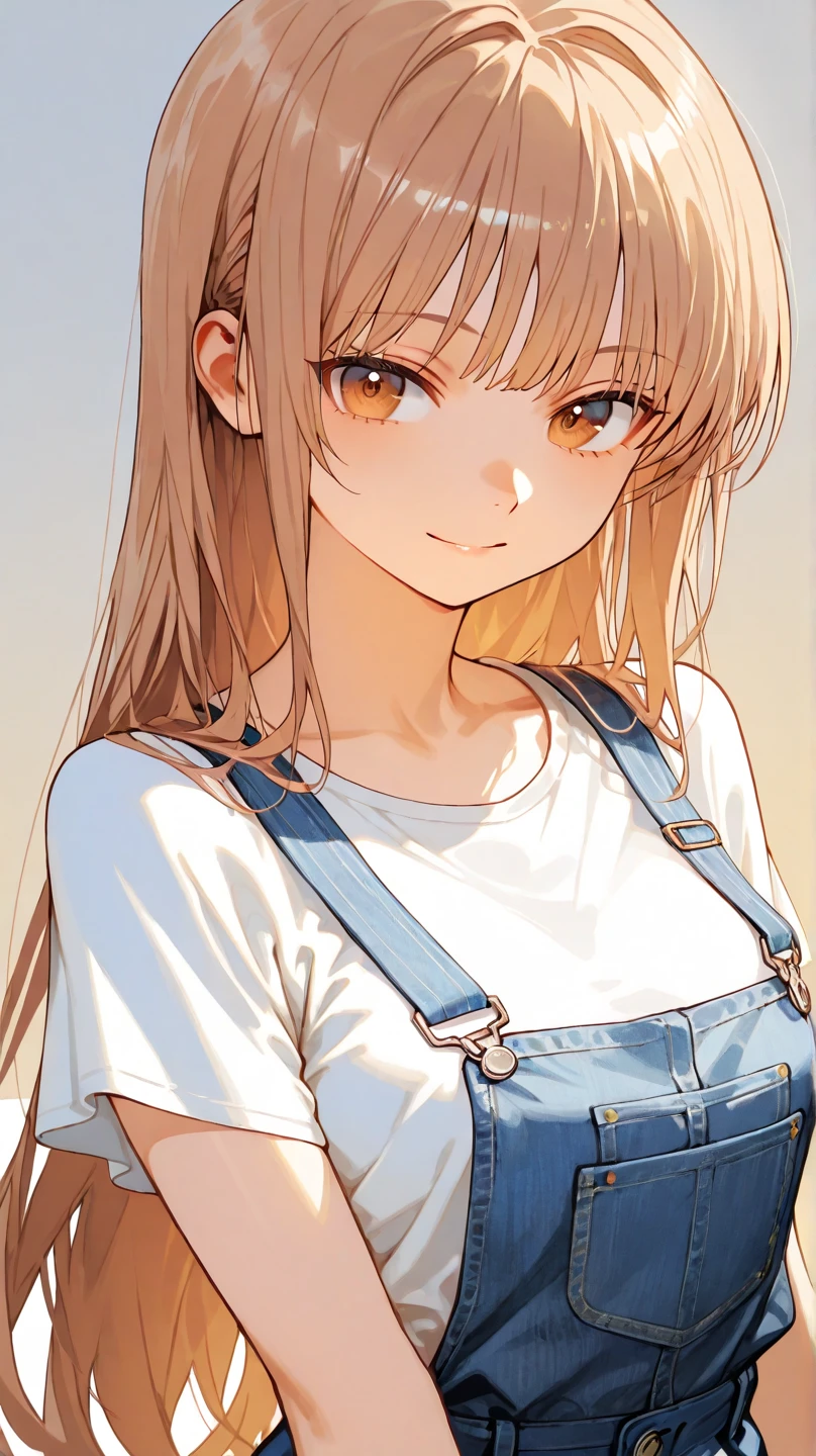New boy, wearing denim overalls, bunny ears, lovely gaze, at beach, overcast day, best qualityer, anime styling