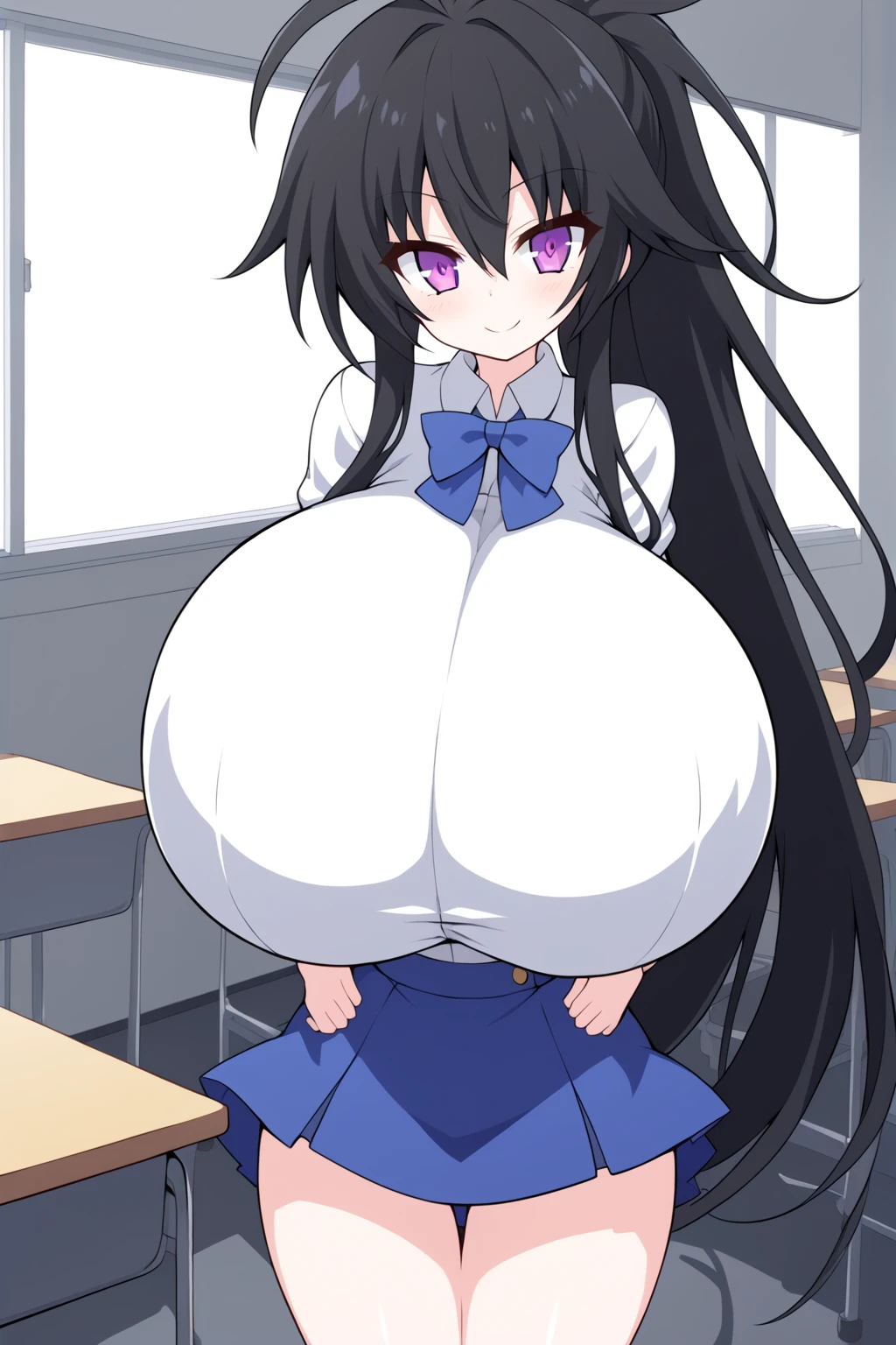 Hair Bow, black hair,Big Baby Bump pregnant, Purple school uniform, Big boobs, nipple, cum, Big Black Balloons,16 years girl, Big pregnant Belly, Big Pregnant girl, Largest Belly of Pregnant, Huge Pregnancy, background hotel room,Huge 9 months Pregnancy Belly, purple eyes
