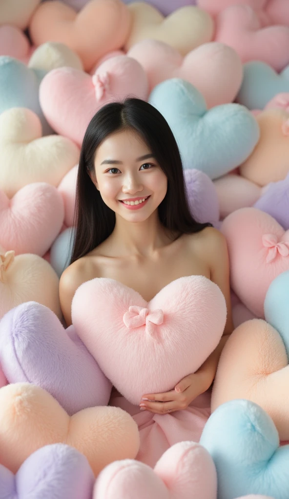 (Extreme Wide Shot:1.3),(thai woman:1.3),(huge breasts:1.6),(Slim waist:1.3),(v-string bikini:1.2),(Thin eyebrows),(smile:1.3),(dark skin:1.3),(Beach balls and balloons:1.3),heavy makeup:1.3, necklace,Earrings,(Pastel-coloured wallpaper:1.5),highest quality,(((masterpiece))),8k,(((Photorealistic))),(light brown hair),