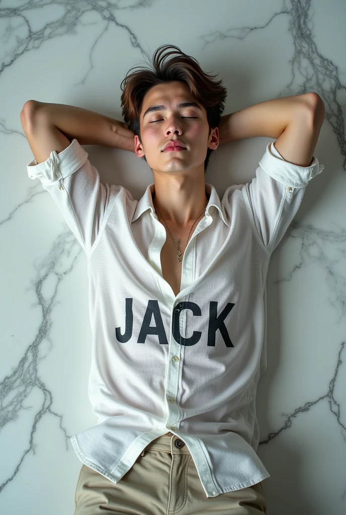 Disney Pixar style, cute boy with long black hair, wearing shirt, sleeping in bed, night, realistic, 8k