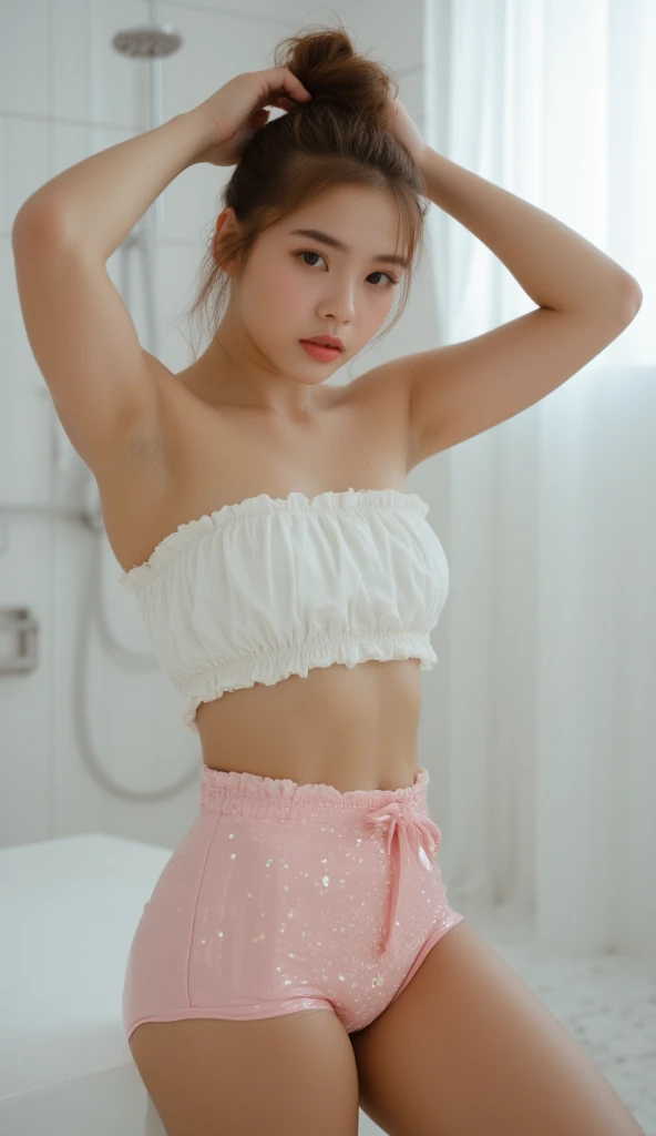 (((Close your eyes, Open your mouth wide and stick out your tongue)))、(((Smoke the tap)))、(((Drink white water)))、(((Squatting))), (((Bathe in the shower room))), (((Wet body))), (((wet lace underwear))), ((Large chest)), The most beautiful pretty cute faces、Russian beauty girl、bright expression、Very long and beautiful straight hair、Beautiful blonde hair shining golden、The most beautiful girl in the world、Sexy and cute beautiful 13 years old、Bangs swaying between the eyes、bright big pale blue eyes、snow-white shiny skin、shiny beautiful skin、dazzling gloss of cheeks、Transparent beautiful natural blonde silky soft hair、, (((Petite))), (((Little))), (((Flat))), ((skinny)),