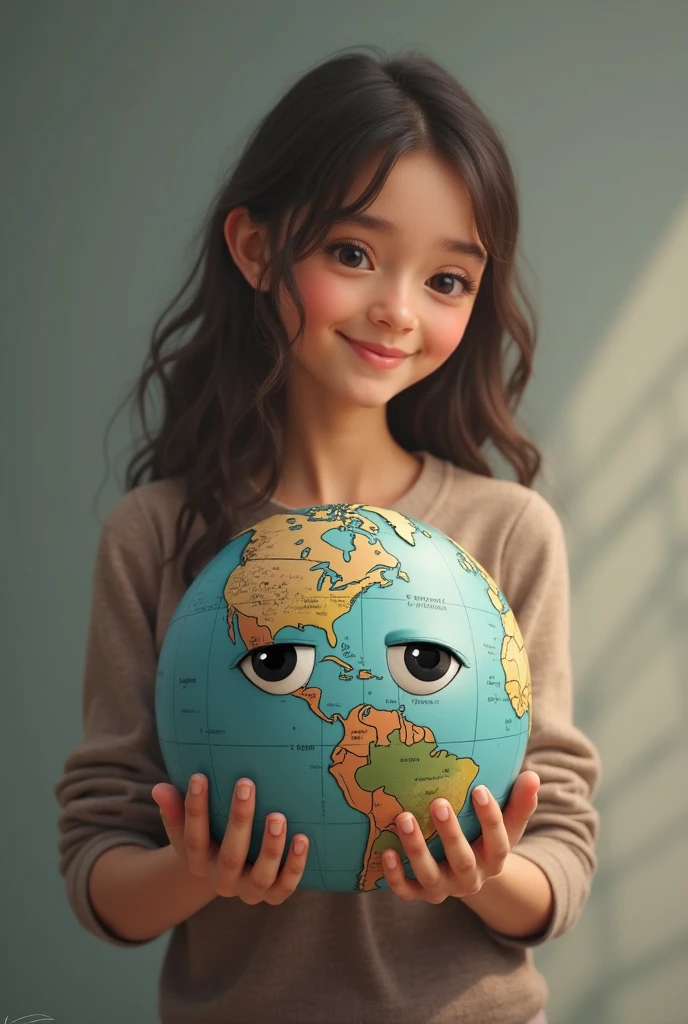 Little girl holding a globe