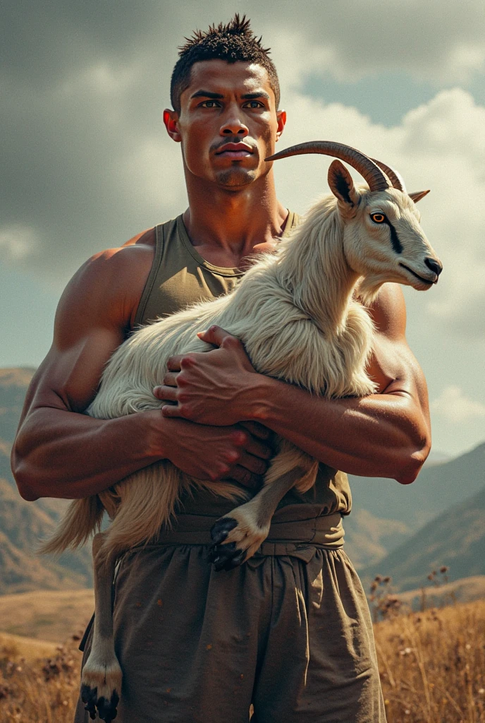 Cristiano Ronaldo sitting on the goat