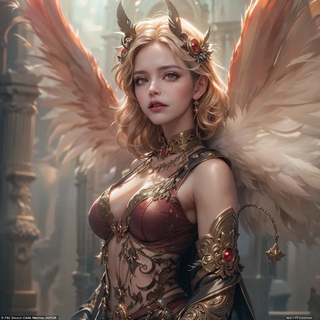 absurdres, (best quality:1.1), (masterpiece:1.2), beautiful detailed, (wide landscape, 8k), depth of field, highres, beautiful and aesthetic, High quality, beautiful, (zentangle, mandala, tangle, entangle:0.6), magical, pink hair, angel wings